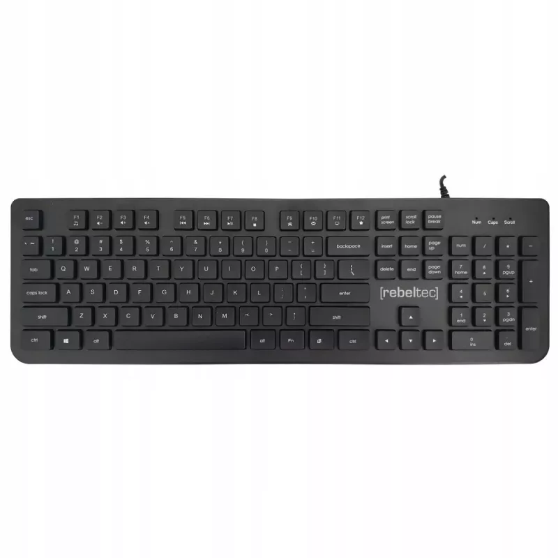Πληκτρολόγιο USB πολυμέσων Rebeltec RBLKLA00042 – Full-Size, μαύρο