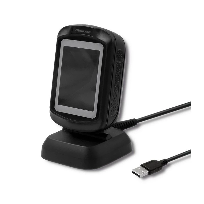 Σταθερός σαρωτής barcode 1D/2D QOLTEC 50864, αισθητήρας LED, USB (ενσύρματο), μαύρο, 145×85×80 mm