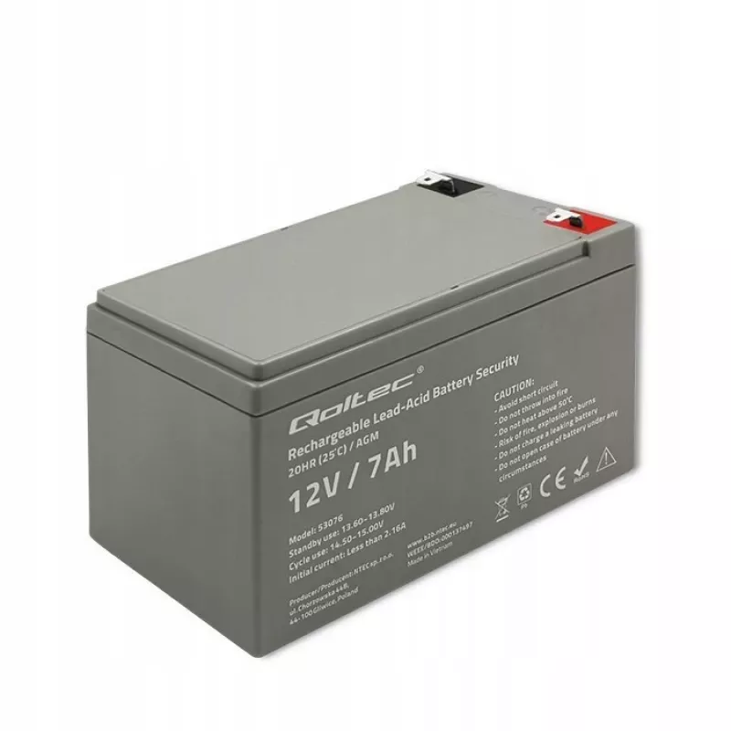 Qoltec 53076 μπαταρία AGM | 12V | 7Ah | ασφαλείας