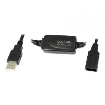 Καλώδιο USB LogiLink UA0143 USB 2.0 βύσμα USB-A αρσενικό σε υποδοχή θηλυκή 10,00 m Μαύρο