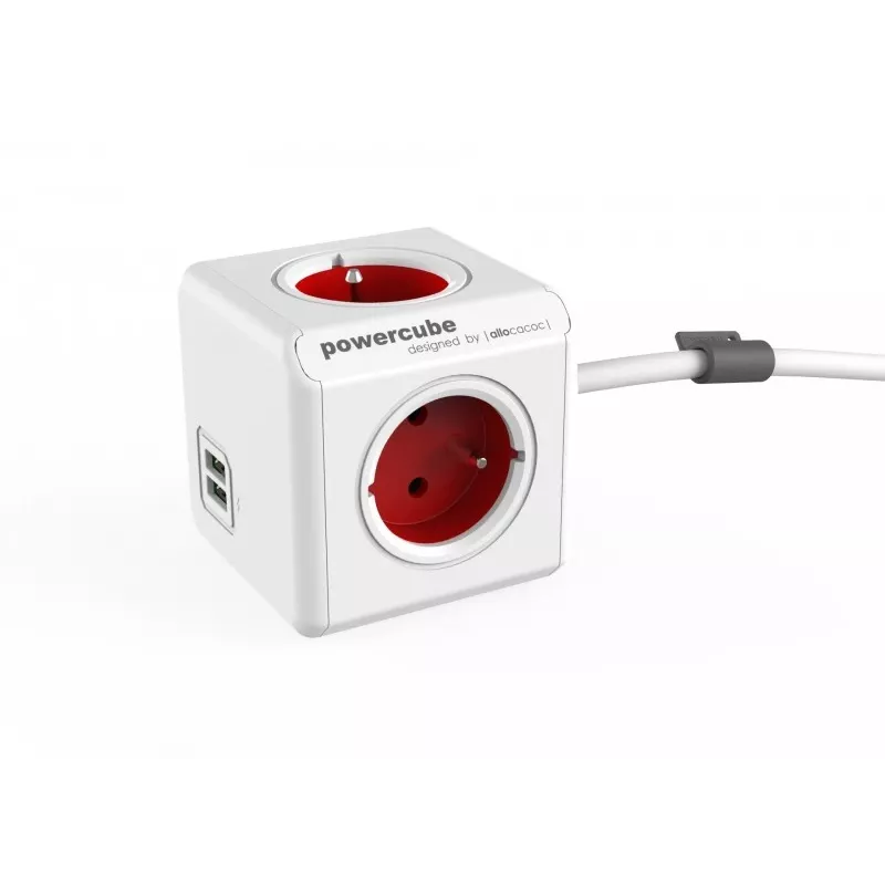 Allocacoc PowerCube Extended USB 1,5M RED 2402 RD Connectivity Αξεσουάρ Κόκκινο