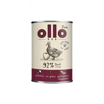 Νωπή τροφή για σκύλους OLLO Pure Duck with Apple 850 g — Πλήρης τροφή για ενήλικους σκύλους σε σακουλάκι, χωρίς σιτηρά και σόγια