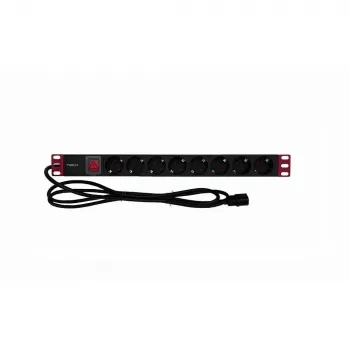 Πολύπριζο rack TECHLY 365733 1U — 8× πρίζες Schuko, καλώδιο 2 m