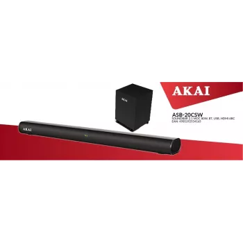 AKAI Soundbar ASB-20CSW 2.1 80W Ασύρματο subwoofer Bluetooth 5.0 HDMI ARC
