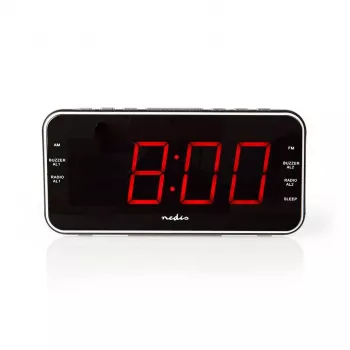 Nedis CLAR004BK Ρολόι ραδιοφώνου με οθόνη LED, δέκτη FM, διπλό ξυπνητήρι, προβολή, AUX, Μαύρο