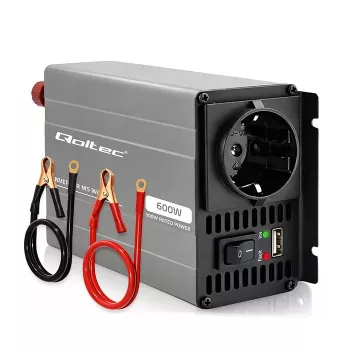 Qoltec Μετατροπέας ισχύος MS Wave 12V σε 230V 300/600W USB Συμβατός με LiFePO4 GEL AGM