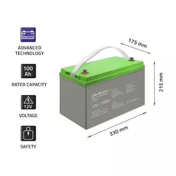 Qoltec 53077 Μπαταρία UPS σφραγισμένη μολύβδου-οξέος (VRLA) 12V 100Ah
