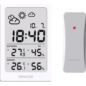 SENCOR Πολυλειτουργικός σταθμός SWS 2300 W - μετεωρολογικός σταθμός με ρολόι, ξυπνητήρι και εξωτερικό αισθητήρα