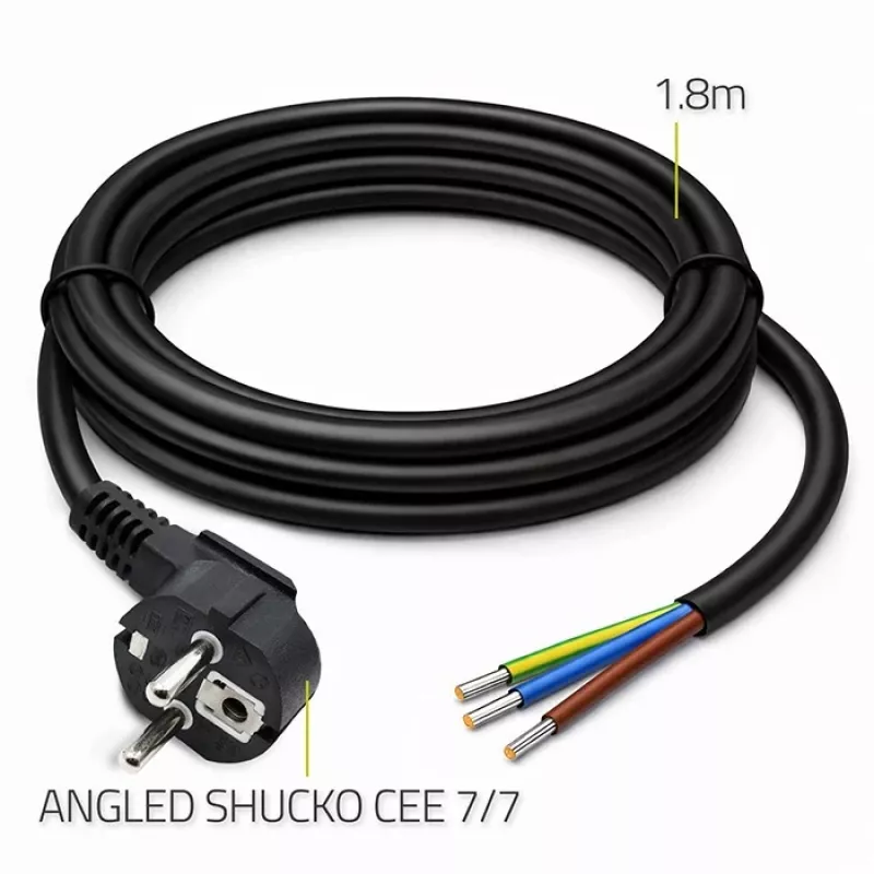 QOLTEC καλώδιο ρεύματος SCHUKO CEE γωνιακό βύσμα Cu απογυμνωμένο 1,5m μαύρο