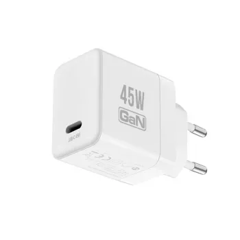 Crong Ultra Compact GaN USB-C 45W PD 3.0 PPS Φορτιστής Τοίχου (Λευκό)