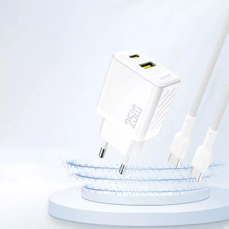 Dudao A26TEU φορτιστής τοίχου GaN 25W USB-C USB-A λευκό