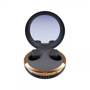 Happy Plugs Adore Ασύρματα In-Ear Ακουστικά με Θήκη Φόρτισης με Καθρέφτη (Μαύρο)