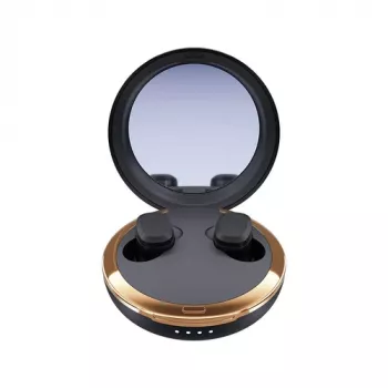 Happy Plugs Adore Ασύρματα In-Ear Ακουστικά με Θήκη Φόρτισης με Καθρέφτη (Μαύρο)
