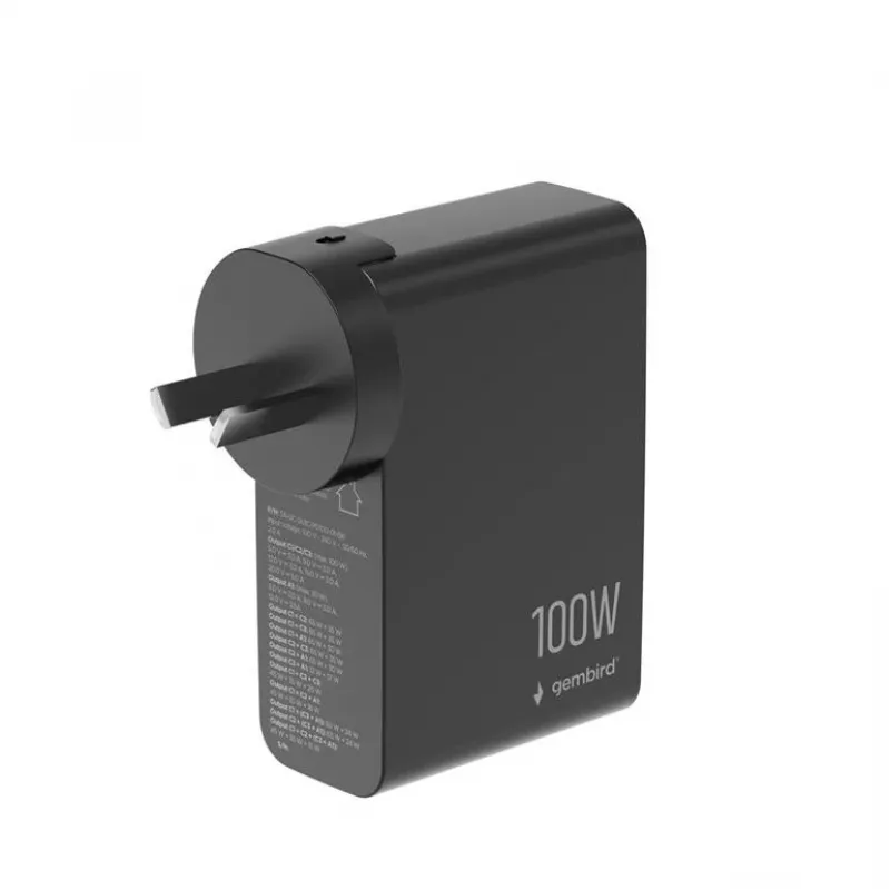 GEMBIRD GaN Γρήγορος Φορτιστής 4x USB 100W Μαύρο