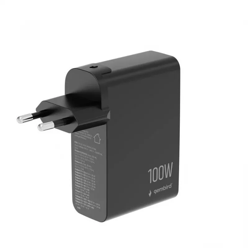 GEMBIRD GaN Γρήγορος Φορτιστής 4x USB 100W Μαύρο