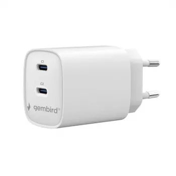 Gembird TA-UC-2C-PD45-01-W 45W USB-C Φορτιστής Τοίχου Διπλής Θύρας Λευκό