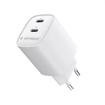 Gembird TA-UC-2C-PD45-01-W 45W USB-C Φορτιστής Τοίχου Διπλής Θύρας Λευκό