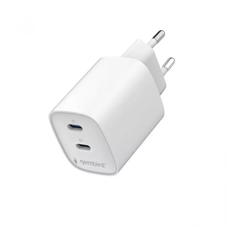 Gembird TA-UC-2C-PD45-01-W 45W USB-C Φορτιστής Τοίχου Διπλής Θύρας Λευκό