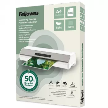 Fellowes Συσκευασία 100 Τεμ. A4 Ματ Θήκες Πλαστικοποίησης, 80 Mikron, Ανακυκλωμένες