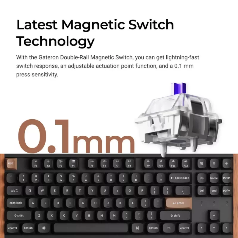Keychron K8H-F1 75% Magnetic Wood Black πληκτρολόγιο gaming