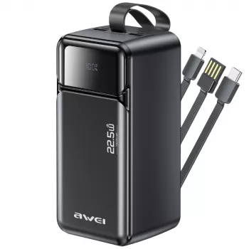 AWEI PA-107 Power Bank 50000mAh 22.5W PD 3xUSB μαύρο