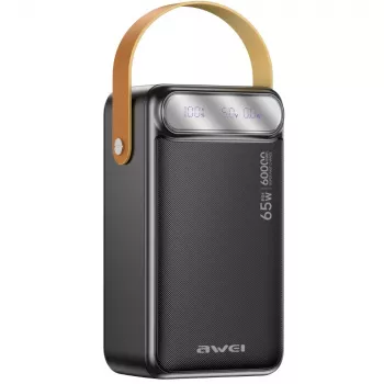 AWEI PA-82 Power Bank 60000mAh 65W PD 2xUSB-A/USB-C μαύρο