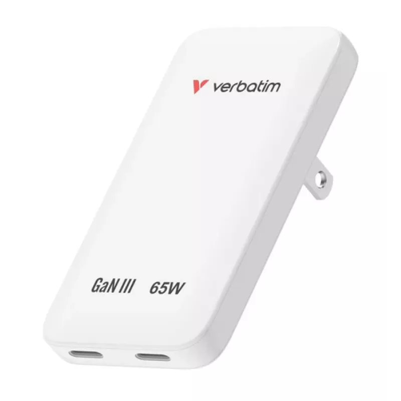 Verbatim Slim GaN Charger 2 θυρών 65W (EU/UK/US) λευκό