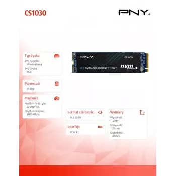 PNY CS1030 256GB M.2 2280 PCIe NVMe Gen3 x4 Εσωτερικός Σκληρός Δίσκος SSD (Bulk)