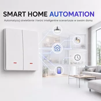 QOLTEC Smart Light Switch WiFi 2-Gang Χρονοδιακόπτης Tuya Λευκό
