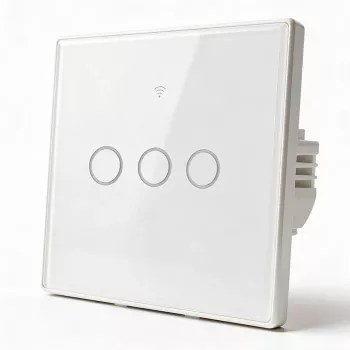 Qoltec Smart Touch Διακόπτης Φωτός 3-πλός Wi-Fi Χρονοδιακόπτης Tuya Λευκό