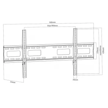 MACLEAN MC-420 Σταθερή βάση TV τοίχου για οθόνες 43-120 ιντσών, 120 kg, VESA έως 900x600, Μαύρο