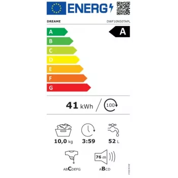 DREAME N5 Πλυντήριο Ρούχων Front Loader 8kg 1400 Στροφές/λεπτό Ενεργειακή Κλάση A Λευκό