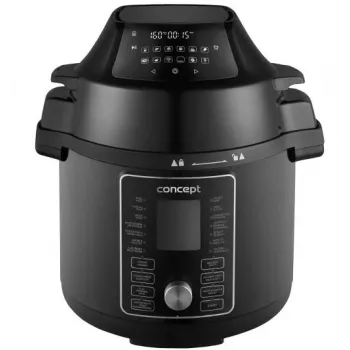CONCEPT CK8000 Multi-Cooker με λειτουργία φριτέζας αέρα, κατσαρόλα 6L, καλάθι 3,5L, 1500W, 10 προγράμματα, Μαύρο/Ασημί