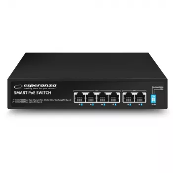 ESPERANZA 6-Port PoE+ Gigabit Switch 65W GOLIATH (4 θύρες PoE+, 2 Uplinks, 12 Gbps, αθόρυβο μεταλλικό)