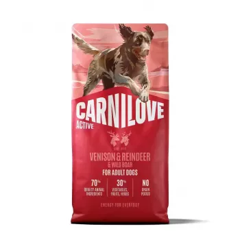 CARNILOVE ACTIVE Ξηρά τροφή για σκύλους με Θηραμα, Τάρανδο και Αγριογούρουνο για ενεργούς ενήλικους σκύλους όλων των φυλών 12 kg