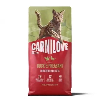 CARNILOVE ACTIVE Ξηρά τροφή για γάτες με Πάπια & Φασιανό για στειρωμένες ενήλικες γάτες όλων των φυλών 6 kg
