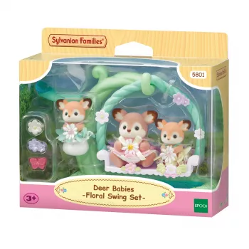 Sylvanian Families μωρά ελαφιού με σετ παιχνιδιού κούνια λουλουδιών
