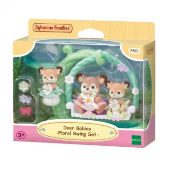 Sylvanian Families μωρά ελαφιού με σετ παιχνιδιού κούνια λουλουδιών