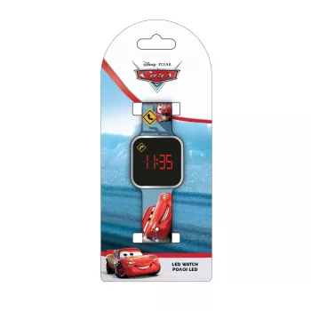 PULIO παιδικό ψηφιακό ρολόι με οθόνη LED - σχέδιο Disney Pixar Cars, κόκκινο/μαύρο