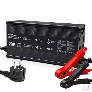 Qoltec 12V 20A έξυπνος φορτιστής μπαταρίας LiFePO4 με ένδειξη LED και ενεργή ψύξη