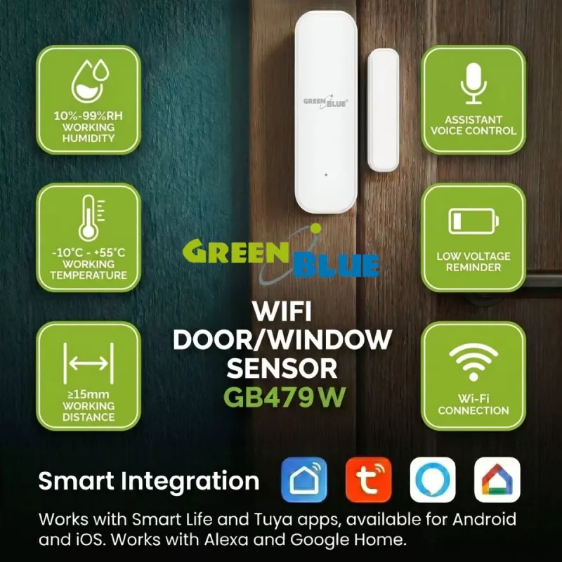 GREENBLUE GB479 W ασύρματος αισθητήρας Wi-Fi πόρτας/παραθύρου, λευκό