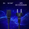 QOLTEC 54627 καλώδιο τροφοδοσίας Schuko σε IEC C13 3m 3x1mm² μαύρο