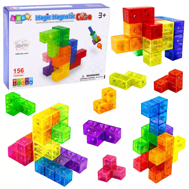 LEAN TOYS Μαγνητικά τουβλάκια Magic Cube Παζλ 156 κάρτες πρόκλησης 9 τεμ.