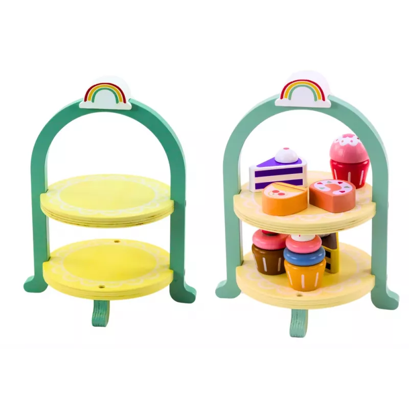 LEAN TOYS Σετ γλυκών κέικ cupcakes με ξύλινη βάση