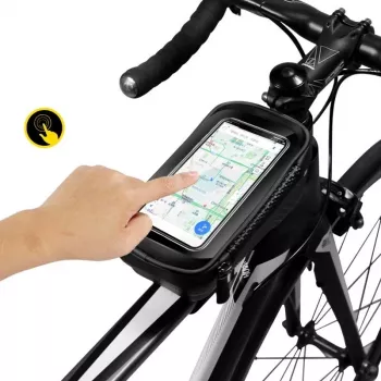 WILDMAN Bike Holder Case M E2 1L Μαύρο - Τσάντα τιμονιού για smartphone, αντοχή σε πιτσιλιές, συμβατή με οθόνη αφής, 1L χώρος αποθήκευσης