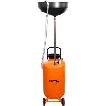 NEO TOOLS 10-810 Κινητός δίσκος συλλογής λαδιού, βαρύτητας, δεξαμενή 70 L, πνευματική εκκένωση, λεκάνη συλλογής 420 mm, ρυθμιζόμενο ύψος 1000-1600 mm