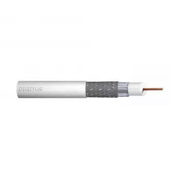 DIGITUS RG-6 Ομοαξονικό Καλώδιο, 1,05 mm Χαλκός, 75 Ohm, διπλή θωράκιση (2x Φύλλο + 77% Πλέγμα), Eca, PVC Περίβλημα, 305 m, Λευκό