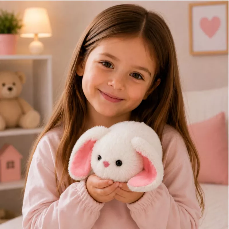LEAN TOYS λούτρινο κουνέλι με μακριά αυτιά, λευκό, 16 cm