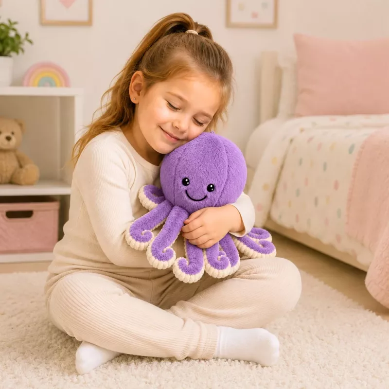 LEAN TOYS λούτρινο χταπόδι με ελαστικά πλοκάμια μωβ 30 cm