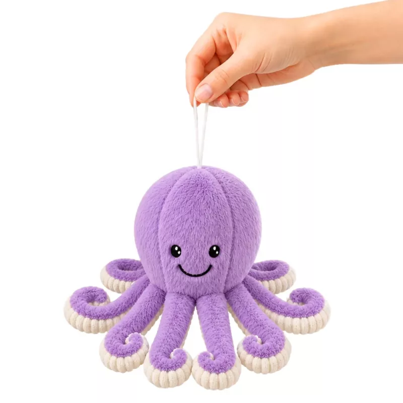 LEAN TOYS λούτρινο χταπόδι με ελαστικά πλοκάμια μωβ 30 cm